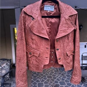Vera Pelle Italian Leather Jacket, brown, Size L (runs small)